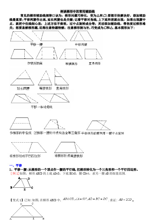 梯形中的常用辅助线总结与对应练习题【范本模板】