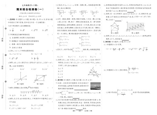 人教版初中七年级下学期数学期末试题及答案