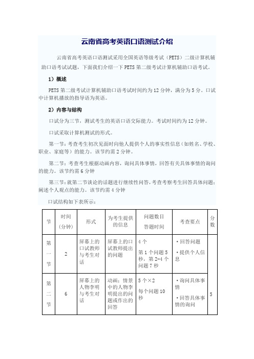 云南省高考英语口语测试介绍