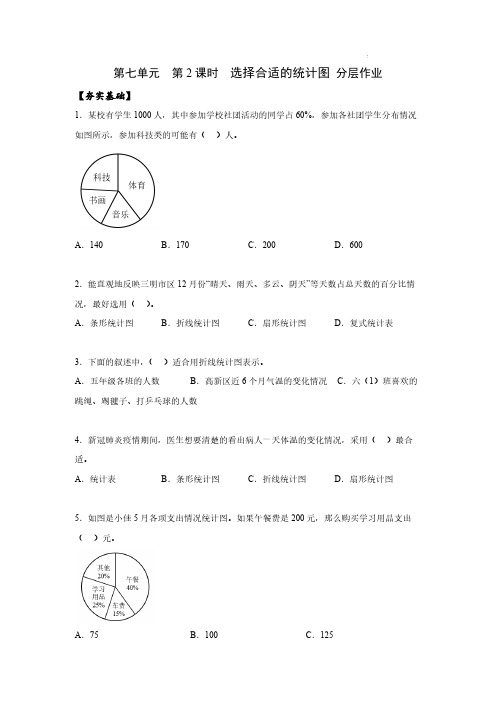 数学人教六年级上册(2014年新编)第七单元_第02课时_选择合适的统计图 (分层作业)