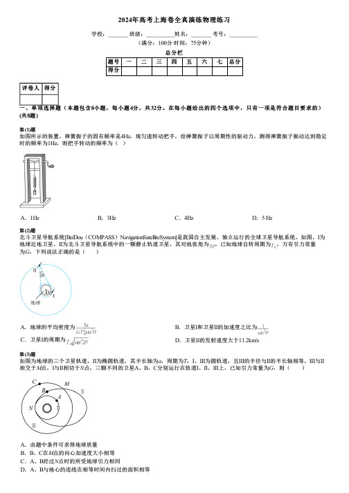 2024年高考上海卷全真演练物理练习