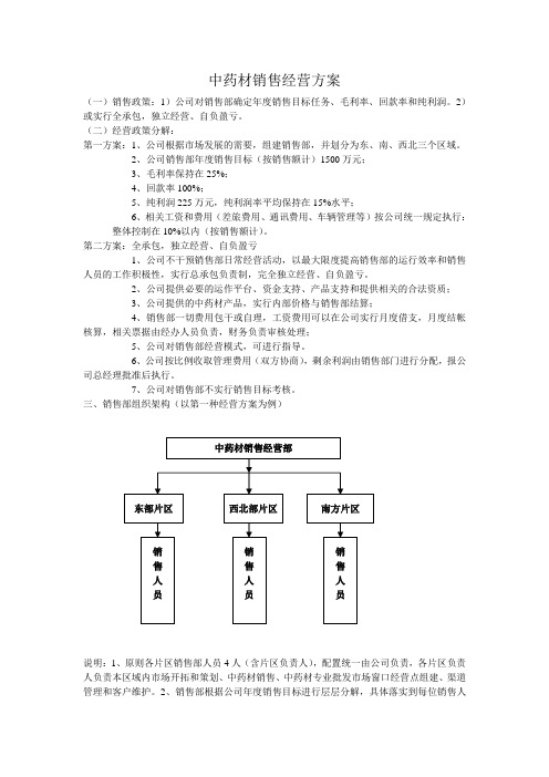 中药材销售经营方案