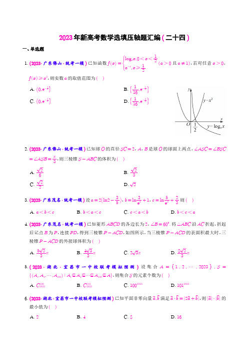 2023年新高考数学选填压轴题汇编(二十四)(学生版)