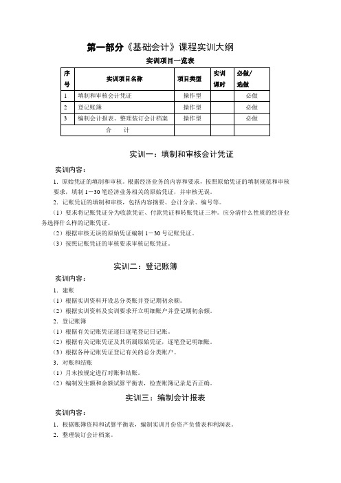 基础会计实训材料2014