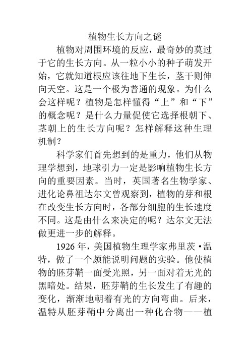 植物生长方向之谜
