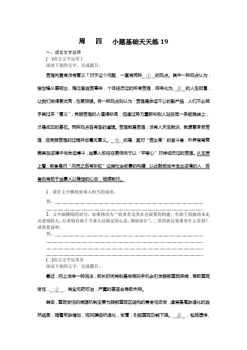 备战高考 高中语文新教材 试卷习题 小题基础天天练19