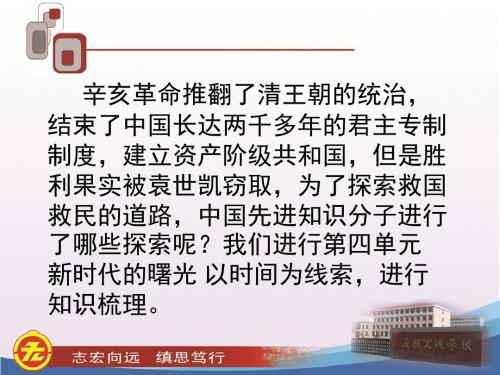 2018部编八上历史 第四单元新时代的曙光复习 安彩荣