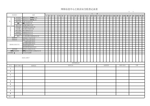网络中心核心主机房检查表