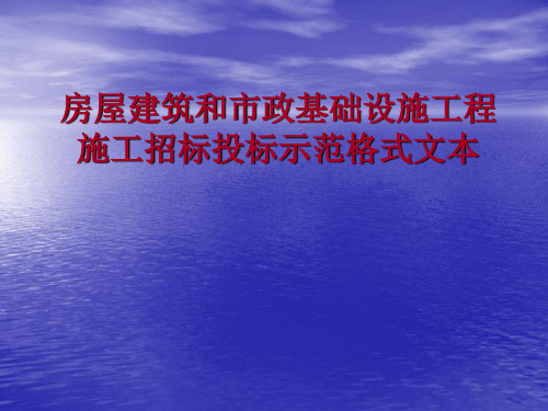 江西省房屋建筑和市政基础设施工程施工招标投标示范格式文本