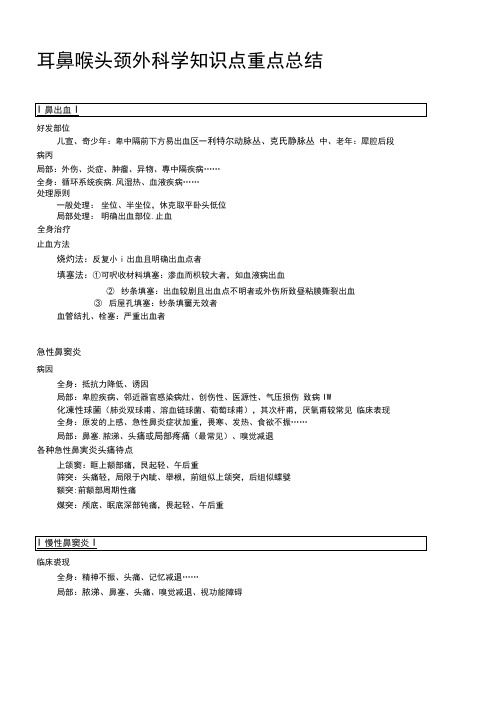 耳鼻喉头颈外科学知识点重点总结