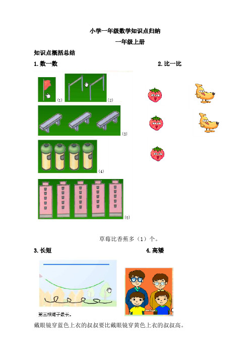 小学一至六年级数学知识点归纳(大全)