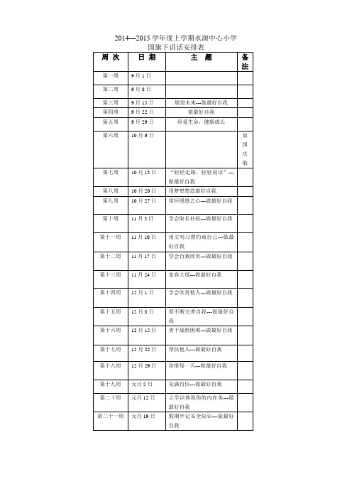国旗下讲话安排表(2014--2015上学期) (1)