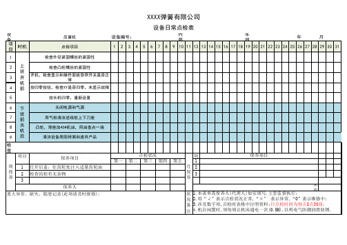 设备日常点检表