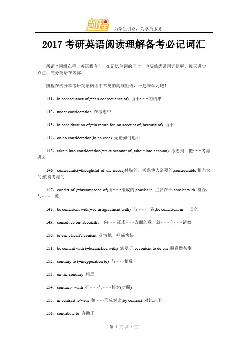 2017考研英语阅读理解备考必记词汇