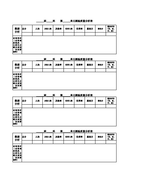 试卷质量分析表