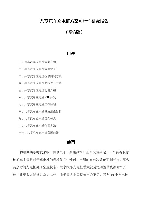 共享汽车充电桩方案可行性研究报告(综合版)