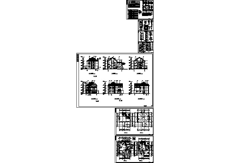 兰州市某小区450平米3层砖混结构单体别墅建筑设计CAD图纸