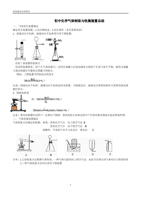 初中化学氧气制取装置总结