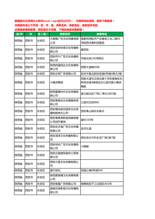 2020新版陕西省西安市长安区文化传媒有限公司工商企业公司商家名录名单黄页联系电话号码地址大全85家