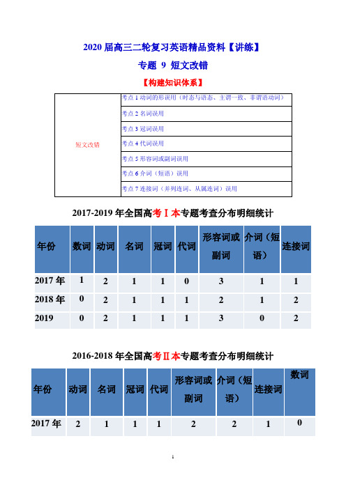 专题09 短文改错(讲练)-2020年高考英语二轮复习讲练测(解析版)