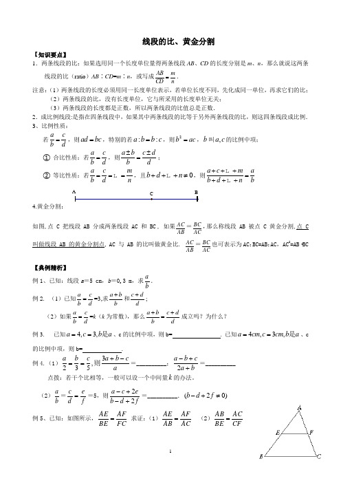 线段的比和黄金分割