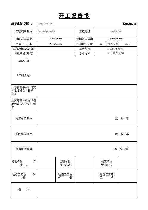 开工报告模板