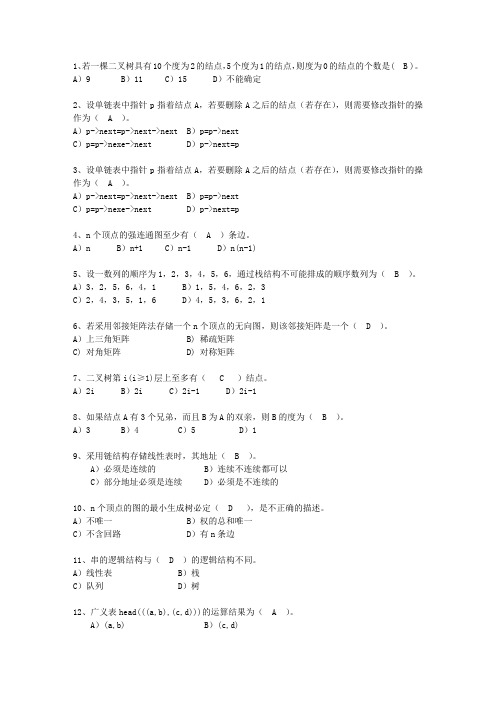 2012湖南省C与数据结构链表考资料