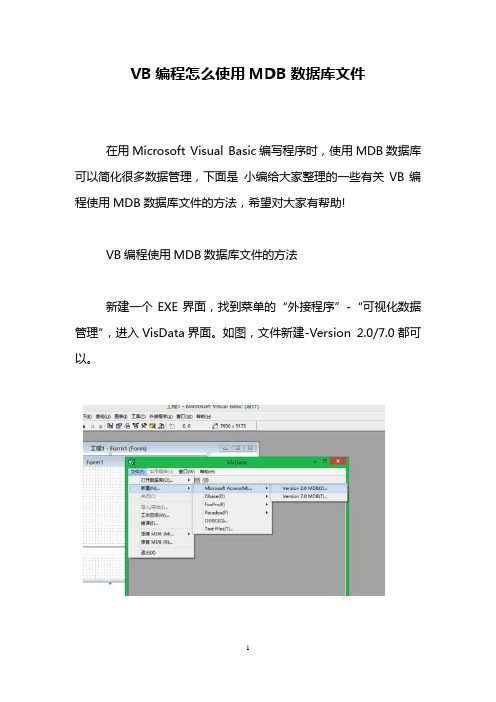 VB编程怎么使用MDB数据库文件