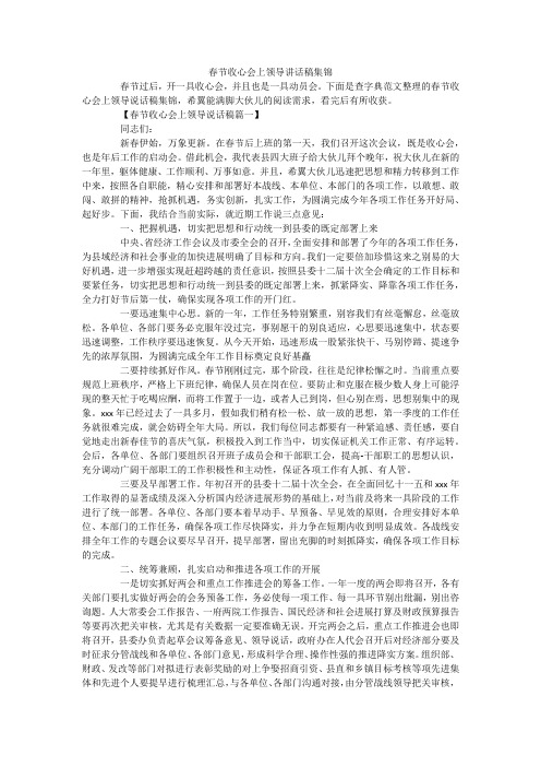 春节收心会上领导讲话稿集锦