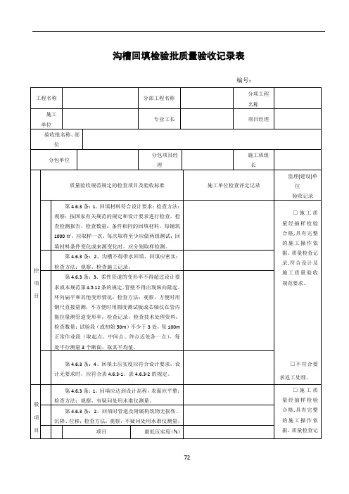 沟槽回填工程检验批质量验收记录表003