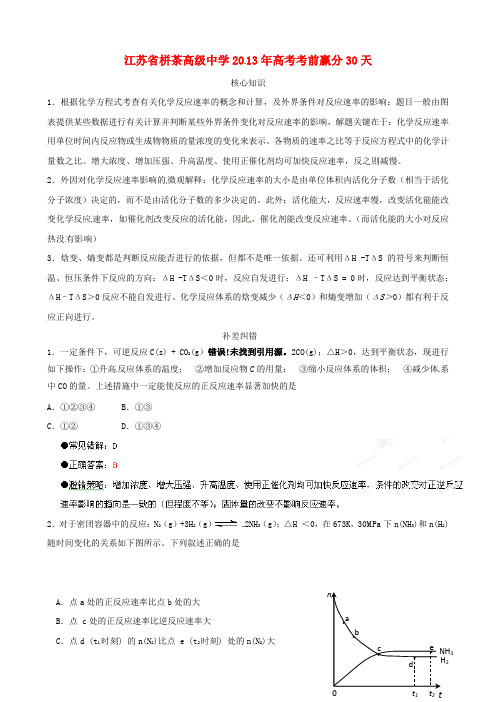 江苏省栟茶中学高三化学考前赢分30天 第08天
