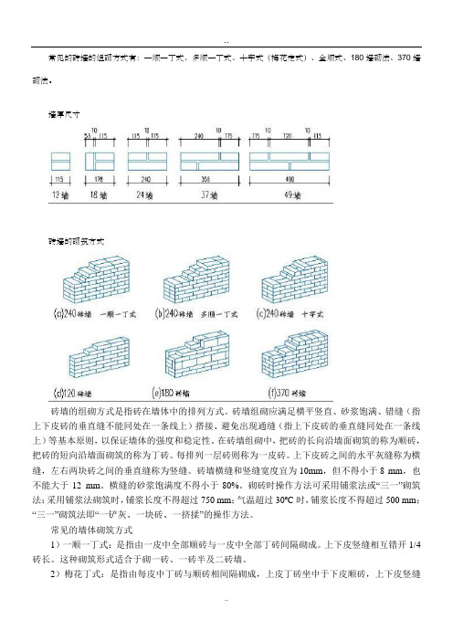 常见的砖墙的组砌方式有 ()