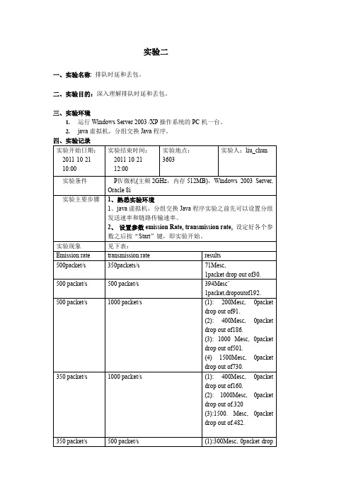 计算机网络实验2_排队时延和丢包