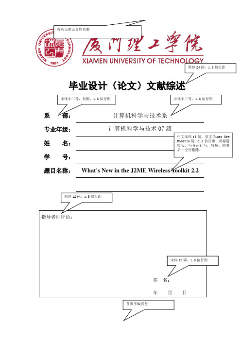 厦门理工文献综述_格式