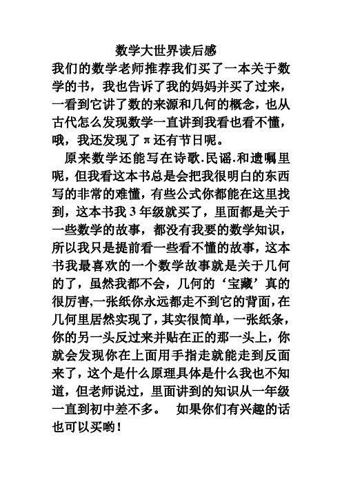 601班吕良浩数学大世界读后感