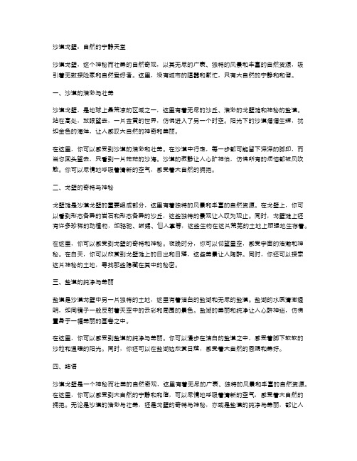 沙漠戈壁：自然的宁静天堂