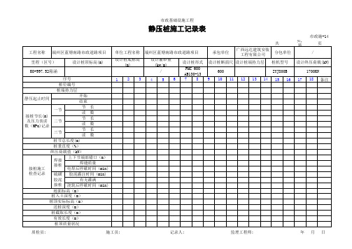 静压桩施工记录