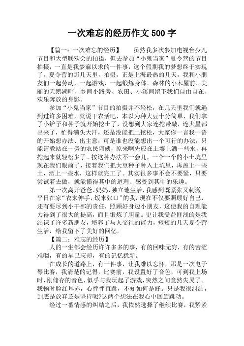 一次难忘的经历作文500字