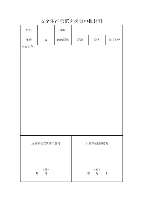 安全生产示范岗岗员申报材料 - 副本