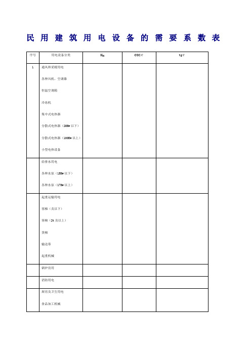 民用建筑电气需要系数