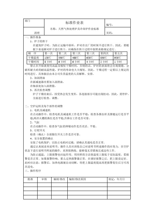 天然气热处理炉作业标准