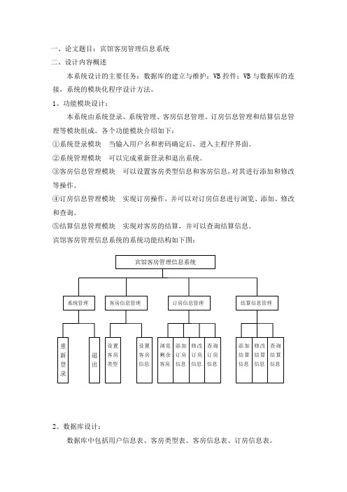 宾馆客房管理信息系统