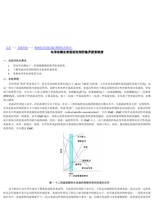 电导法测定表面活性剂的临界胶束浓度(CMC)