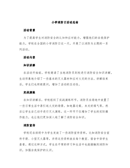 小学消防日活动总结