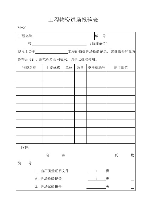 材料进场报验表 ()
