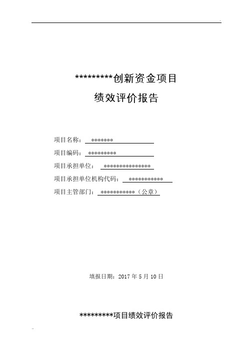 创新资金绩效评价报告