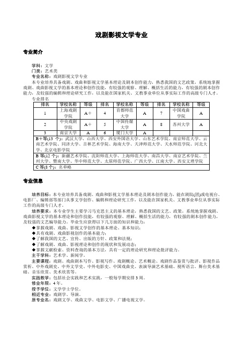 戏剧影视文学专业