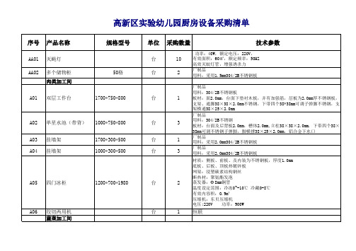 高新区幼儿园厨房设备采购清单.pdf