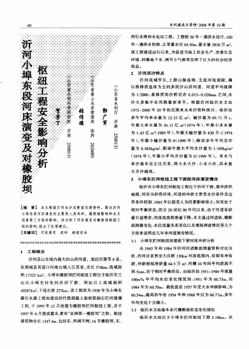 沂河小埠东段河床演变及对橡胶坝枢纽工程安全影响分析