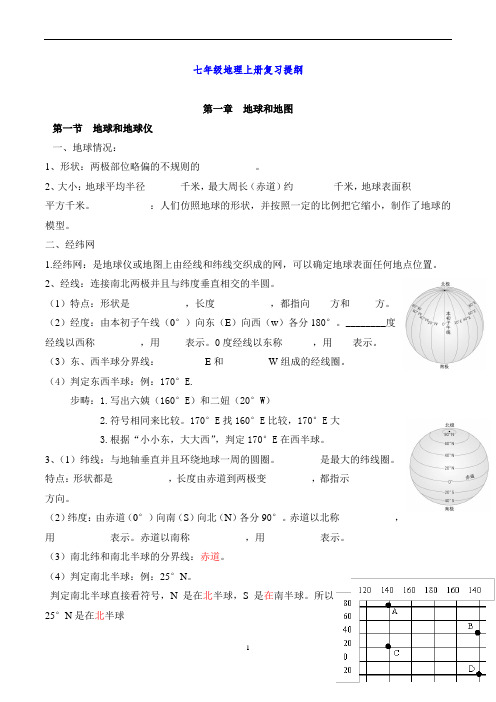 七年级地理上册复习提纲(人教版)